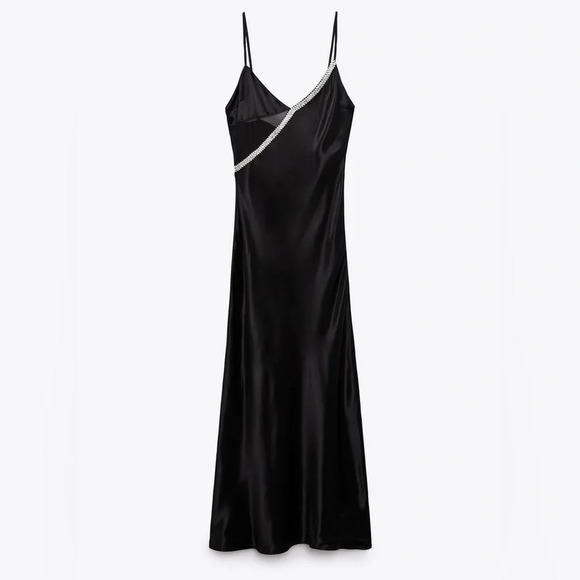 ZARA SATIN EFFECT RHINESTONE DRESS - Picture 7 of 15